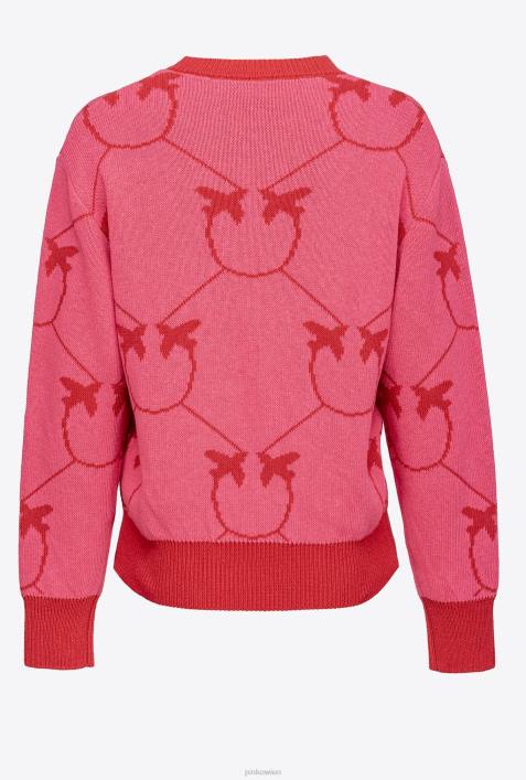 Pullover | Pinko fuchsia/rot Monogramm-Jacquard-PulloverZ4ZP519