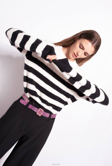 Pullover | Pinko multi. weiß/schwarz/rot Pullover mit HerzeinlageZ4ZP503