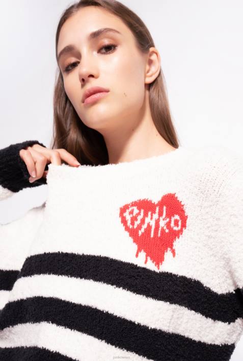 Pullover | Pinko multi. weiß/schwarz/rot Pullover mit HerzeinlageZ4ZP503