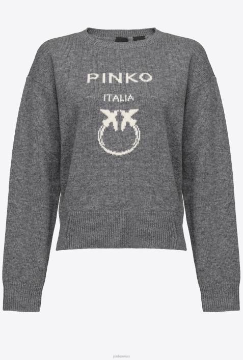 Pullover | Pinko nieselgrau Pullover mit LiebesvögelnZ4ZP542