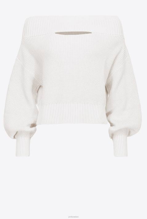 Pullover | Pinko seidenweiß Schulterfreier Fischerpullover aus RippstrickZ4ZP496