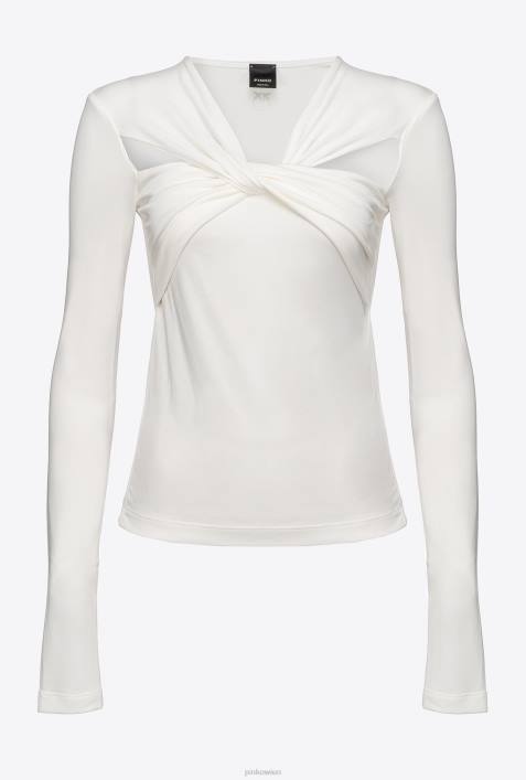 Pullover | Pinko wolkenweiß Langarmshirt mit Crossover-DetailsZ4ZP546