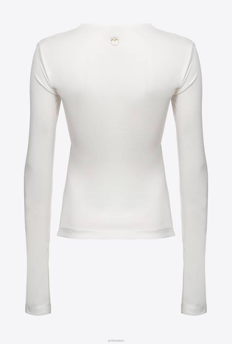 Pullover | Pinko wolkenweiß Langarmshirt mit Crossover-DetailsZ4ZP546