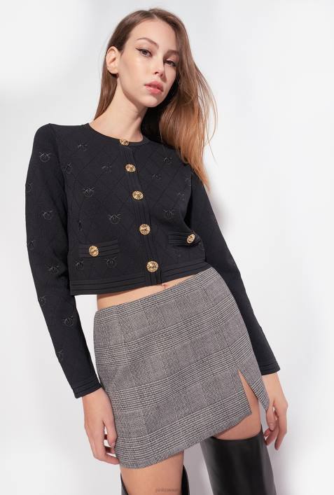 Strickjacke | Pinko Limousine schwarz Kurz geschnittene Strickjacke mit „Love Birds“-Motiv aus JacquardZ4ZP557