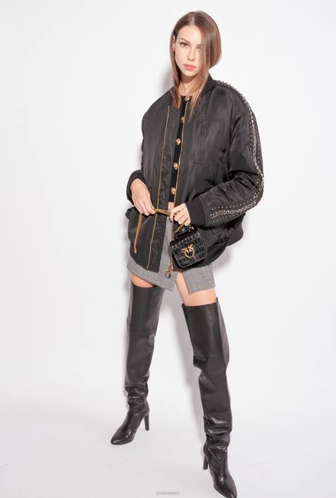 Strickjacke | Pinko Limousine schwarz Kurz geschnittene Strickjacke mit „Love Birds“-Motiv aus JacquardZ4ZP557