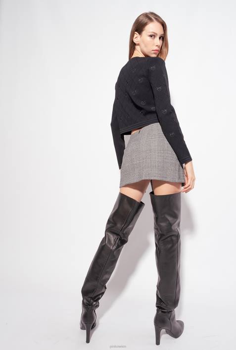 Strickjacke | Pinko Limousine schwarz Kurz geschnittene Strickjacke mit „Love Birds“-Motiv aus JacquardZ4ZP557