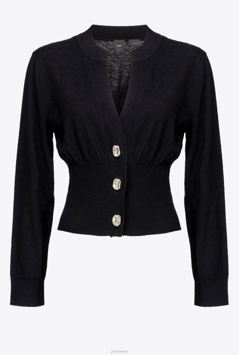 Strickjacke | Pinko Limousine schwarz Kurzer Cardigan mit SchmuckknöpfenZ4ZP500