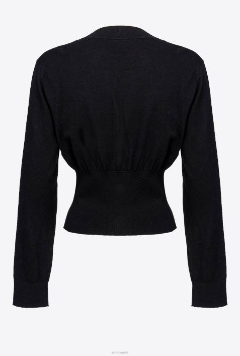 Strickjacke | Pinko Limousine schwarz Kurzer Cardigan mit SchmuckknöpfenZ4ZP500