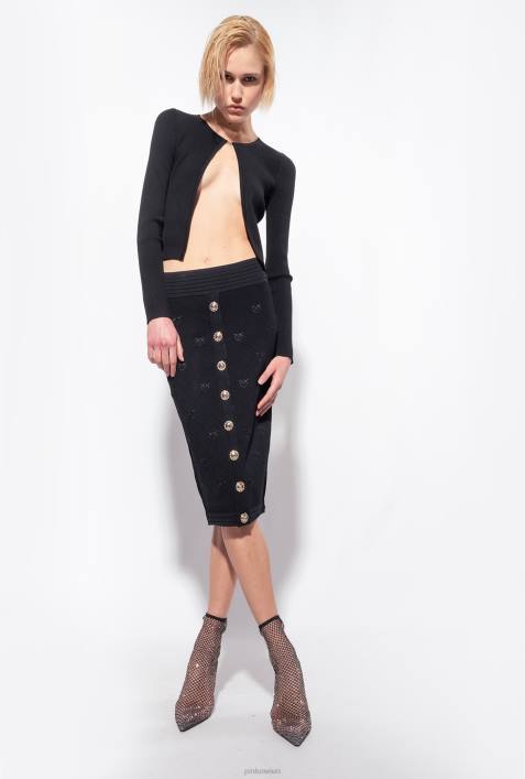Strickjacke | Pinko Limousine schwarz gerippter, offener CardiganZ4ZP512