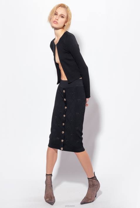 Strickjacke | Pinko Limousine schwarz gerippter, offener CardiganZ4ZP512