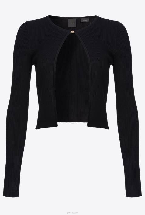Strickjacke | Pinko Limousine schwarz gerippter, offener CardiganZ4ZP512
