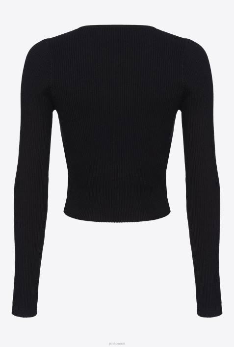 Strickjacke | Pinko Limousine schwarz gerippter, offener CardiganZ4ZP512