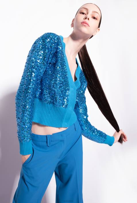 Strickjacke | Pinko Regisseur blau Vollständig mit Pailletten besetzter CardiganZ4ZP548