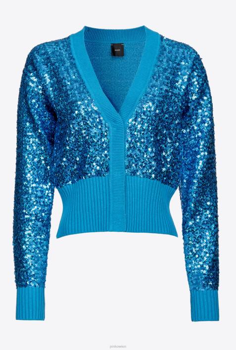 Strickjacke | Pinko Regisseur blau Vollständig mit Pailletten besetzter CardiganZ4ZP548
