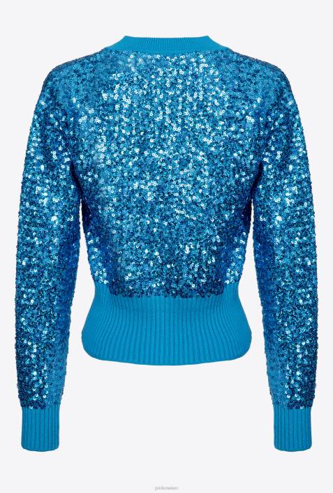 Strickjacke | Pinko Regisseur blau Vollständig mit Pailletten besetzter CardiganZ4ZP548