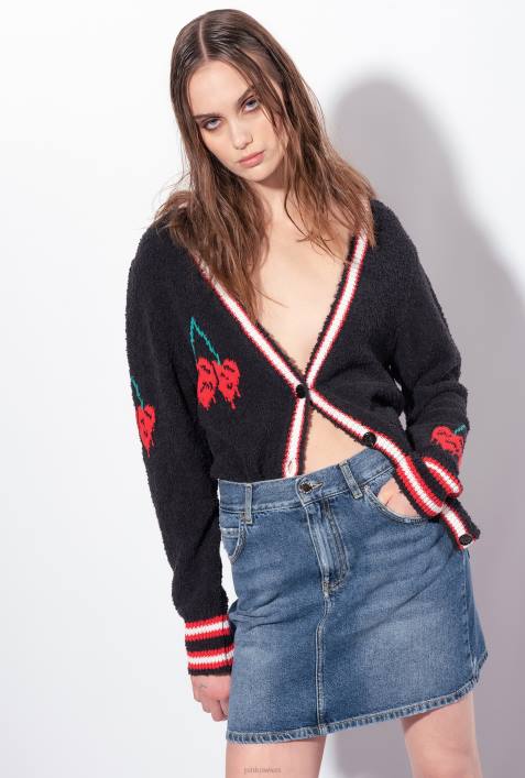 Strickjacke | Pinko multi. Schwarz Rot Strickjacke mit KirscheinlageZ4ZP533