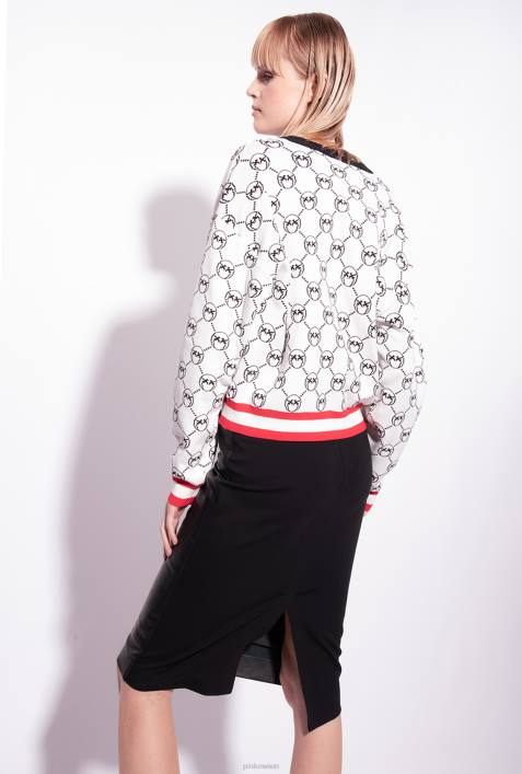 Strickjacke | Pinko multi. weiß/schwarz/rot Strickjacke aus Monogramm-Jacquard mit KirschstickereiZ4ZP531