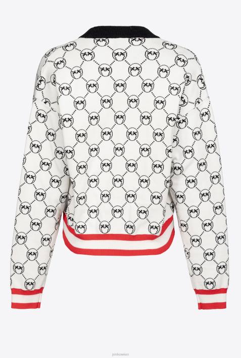 Strickjacke | Pinko multi. weiß/schwarz/rot Strickjacke aus Monogramm-Jacquard mit KirschstickereiZ4ZP531