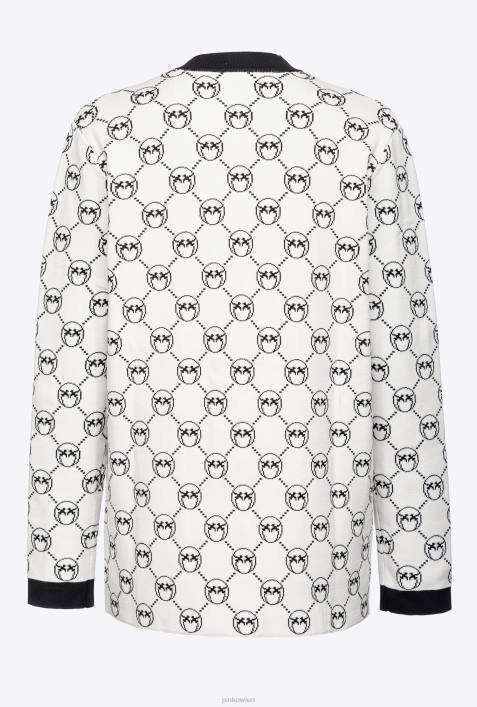 Strickjacke | Pinko multi. weiß/schwarz/rot Strickjacke mit Monogramm-JacquardZ4ZP541