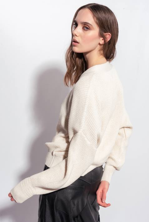 Strickjacke | Pinko rosa rauchweiß Cardigan aus FischerrippenstrickZ4ZP528