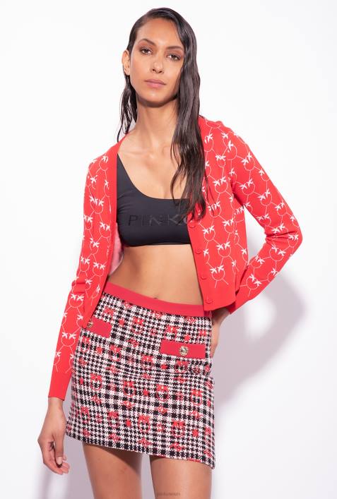Strickjacke | Pinko rot Rosa Kurze Strickjacke mit Monogramm-JacquardZ4ZP529