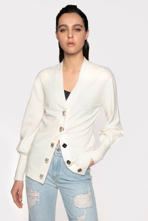 Strickjacke | Pinko seidenweiß Bequemer Cardigan mit SchmuckknöpfenZ4ZP495