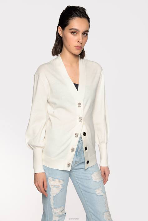 Strickjacke | Pinko seidenweiß Bequemer Cardigan mit SchmuckknöpfenZ4ZP495