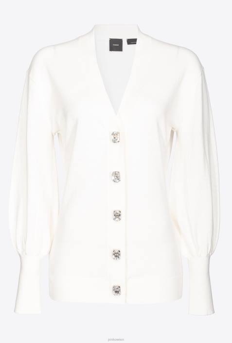 Strickjacke | Pinko seidenweiß Bequemer Cardigan mit SchmuckknöpfenZ4ZP495