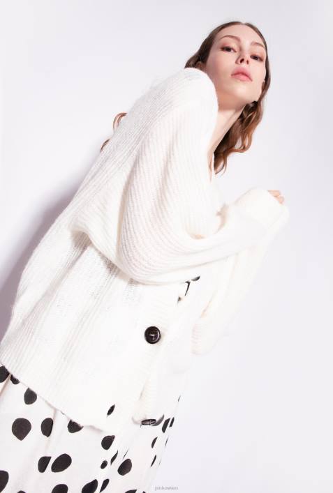 Strickjacke | Pinko seidenweiß Kurze Strickjacke aus RippstrickZ4ZP552