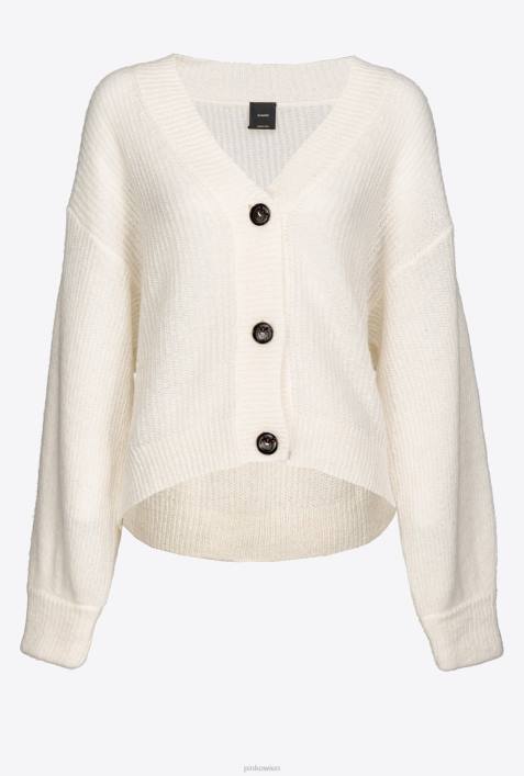 Strickjacke | Pinko seidenweiß Kurze Strickjacke aus RippstrickZ4ZP552