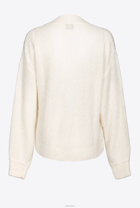 Strickjacke | Pinko seidenweiß Kurze Strickjacke aus RippstrickZ4ZP552