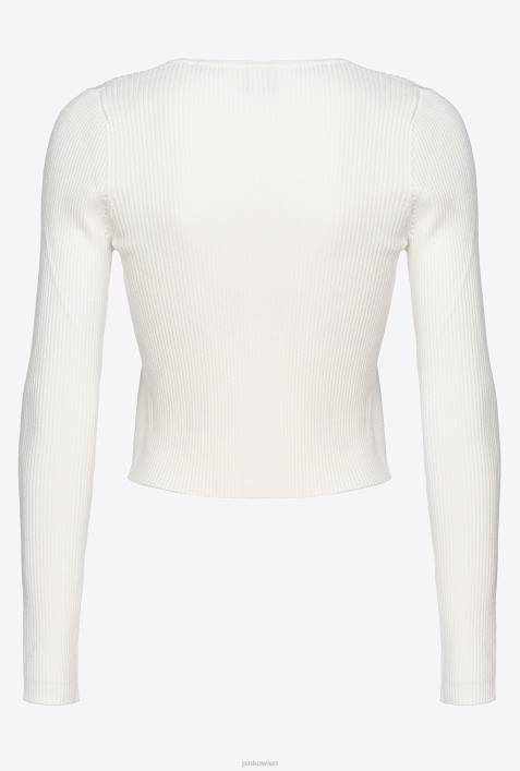 Strickjacke | Pinko seidenweiß gerippter, offener CardiganZ4ZP513