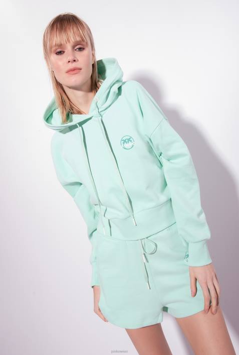 Sweatshirts | Pinko Eierschalenblau Kurzes Sweatshirt mit Logo-PrintZ4ZP522