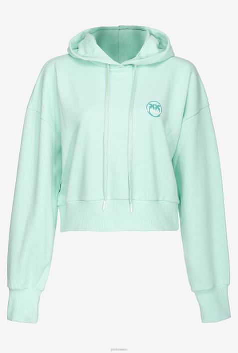 Sweatshirts | Pinko Eierschalenblau Kurzes Sweatshirt mit Logo-PrintZ4ZP522