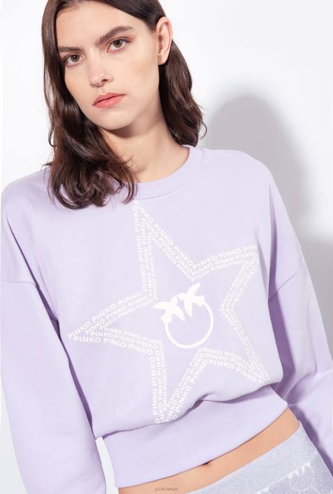 Sweatshirts | Pinko Flieder - leichtes Sorbet Kurzes Sweatshirt mit SternlogoZ4ZP534