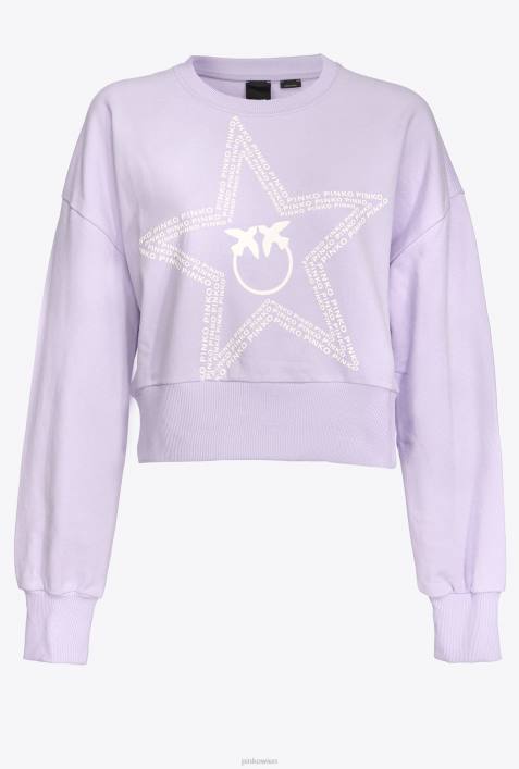 Sweatshirts | Pinko Flieder - leichtes Sorbet Kurzes Sweatshirt mit SternlogoZ4ZP534
