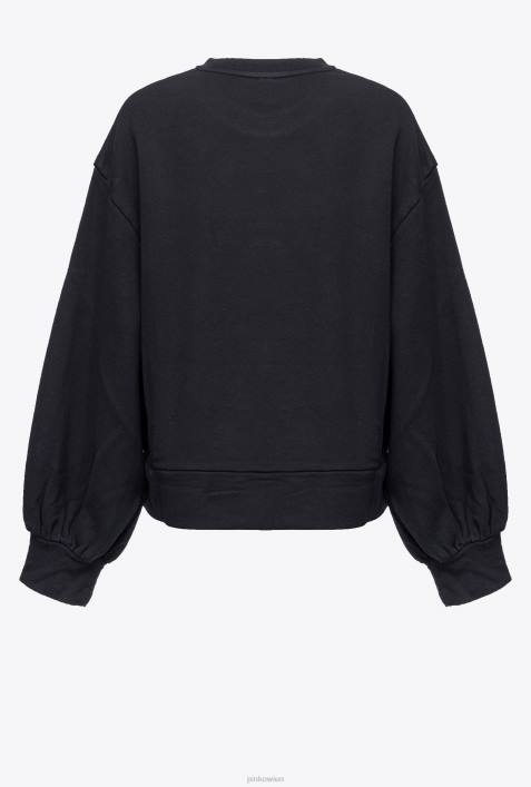 Sweatshirts | Pinko Grau-Tiefschwarz Sweatshirt mit Flügel- und Logo-PrintZ4ZP550