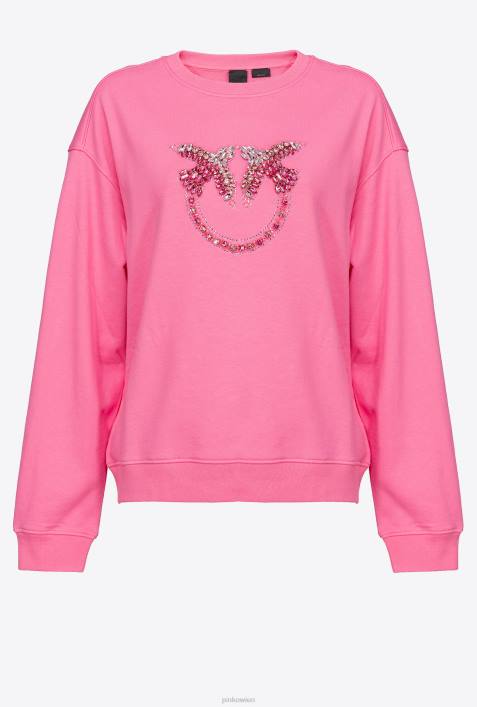 Sweatshirts | Pinko Konvolvulus rosa Sweatshirt mit Love Birds-StickereiZ4ZP504