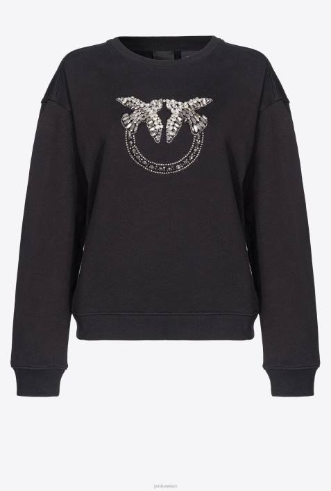 Sweatshirts | Pinko Limousine schwarz Sweatshirt mit Love Birds-StickereiZ4ZP505