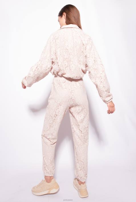 Sweatshirts | Pinko beige/silber Sweatshirt aus laminierter SpitzeZ4ZP538