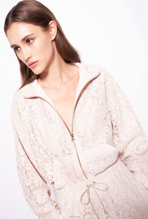 Sweatshirts | Pinko beige/silber Sweatshirt aus laminierter SpitzeZ4ZP538