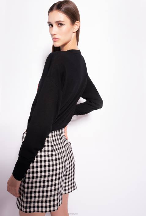 Sweatshirts | Pinko multi. Schwarz Rot Pullover mit KirschstickereiZ4ZP551