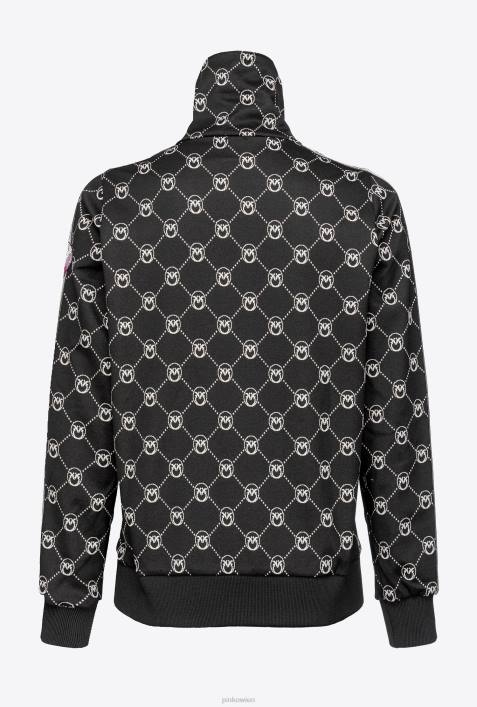 Sweatshirts | Pinko schwarz/ecru Strickjacke mit Jacquard-MonogrammZ4ZP539