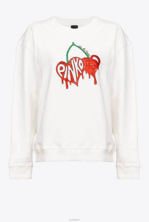 Sweatshirts | Pinko seidenweiß Sweatshirt mit KirschdruckZ4ZP532