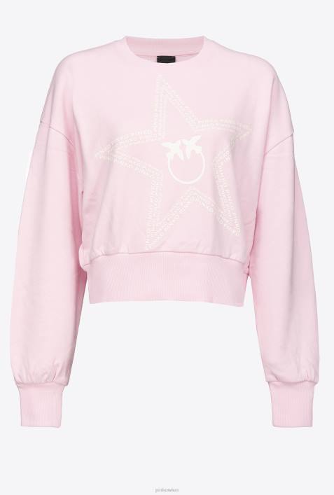 Sweatshirts | Pinko staubiges Flieder Kurzes Sweatshirt mit SternlogoZ4ZP535