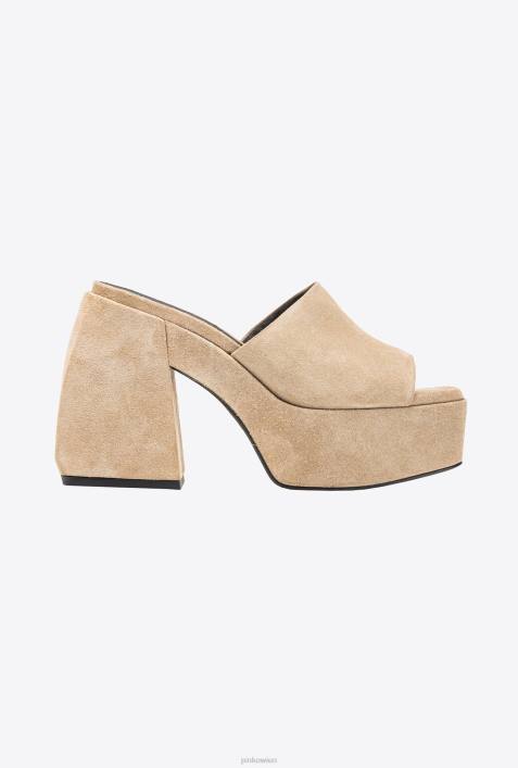 Sandalen | Pinko Beige-Helles Taupe Hohe Wildleder-PantolettenZ4ZP1115