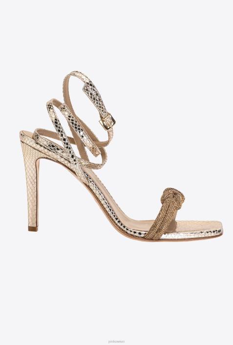 Sandalen | Pinko Gold Sandalen mit StrassknotenZ4ZP1117