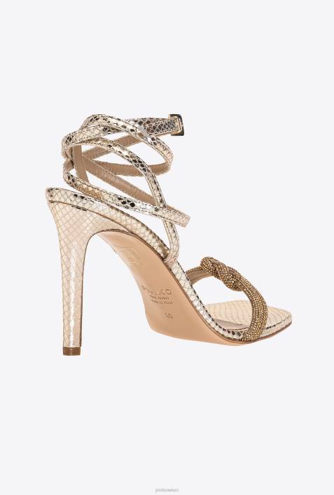 Sandalen | Pinko Gold Sandalen mit StrassknotenZ4ZP1117