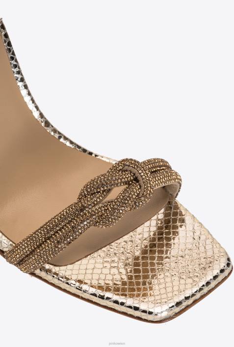 Sandalen | Pinko Gold Sandalen mit StrassknotenZ4ZP1117