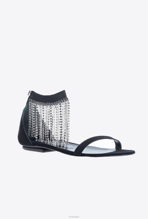 Sandalen | Pinko Limousine schwarz Flache Sandalen mit StrassbesatzZ4ZP1077
